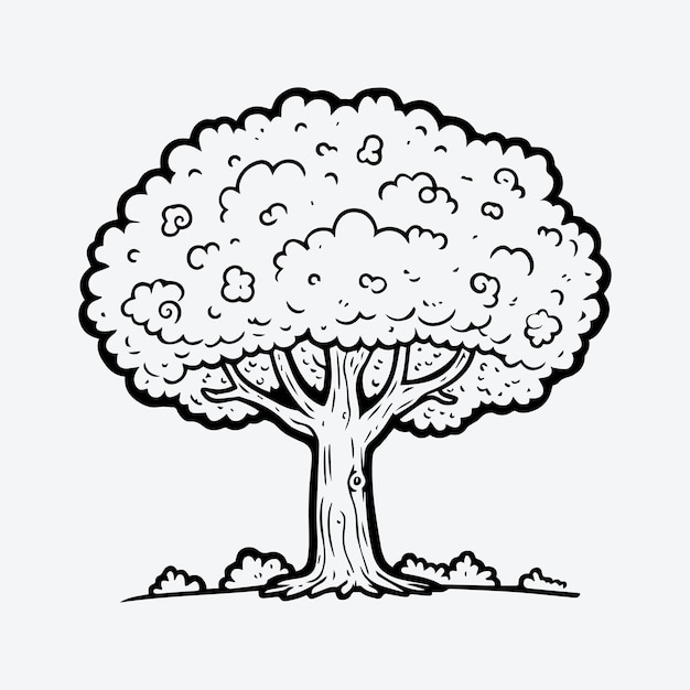 dibujos animados de árbol arte de línea simple