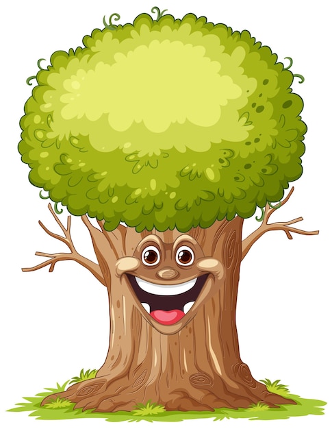 Vector dibujos animados de árbol feliz sonriente