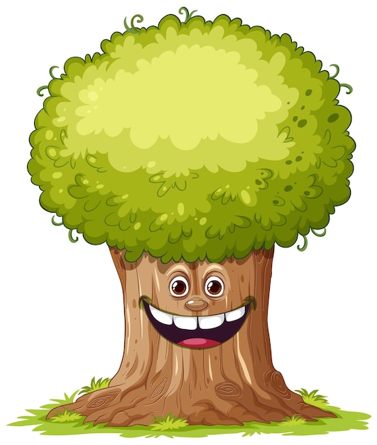 Vector dibujos animados de árbol feliz sonriente