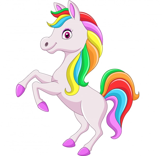 Dibujos animados arco iris caballo aislado