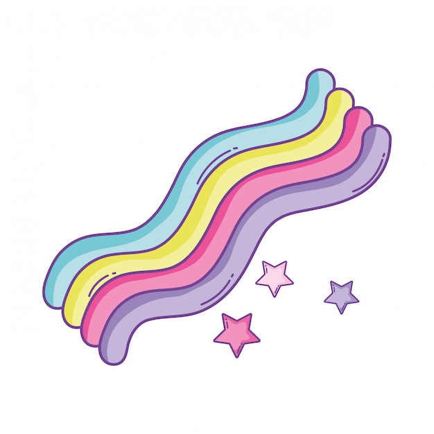 Vector dibujos animados de arcoiris y estrellas