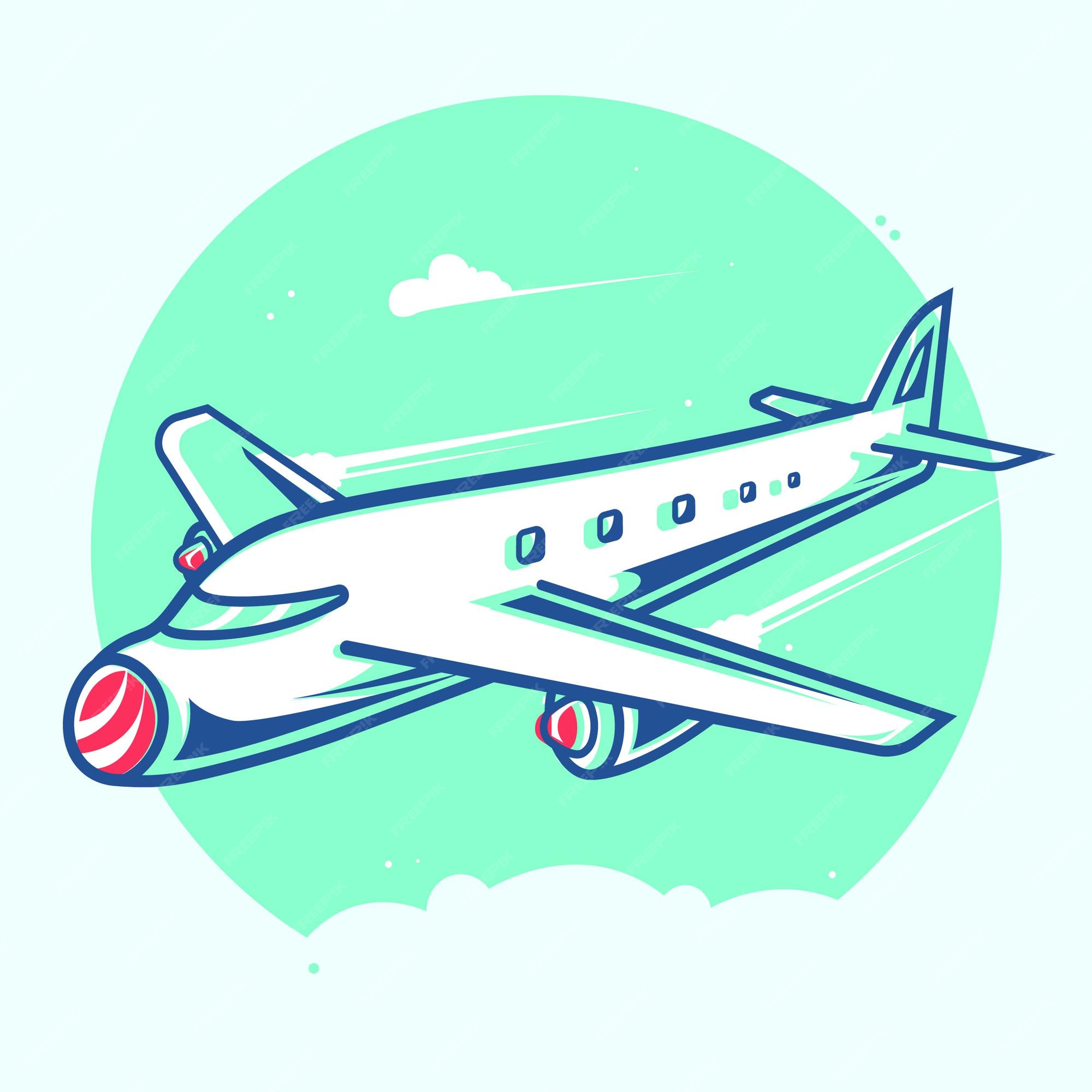 Dibujos animados de arte de avión | Vector Premium