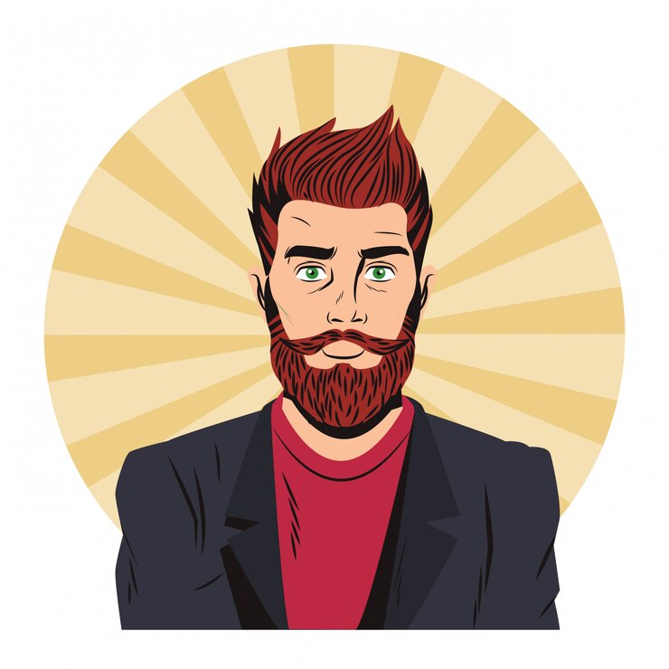 Vector dibujos animados de arte pop de hombre hipster