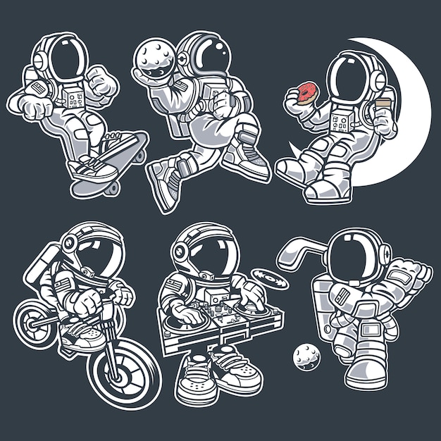 Dibujos animados de astronauta Pack 2