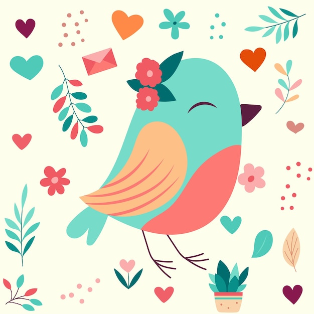 dibujos animados de aves en el vector de fondo blanco