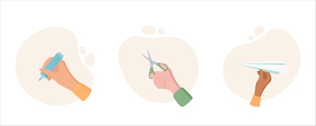 Dibujos animados de aviones de tijeras de mano