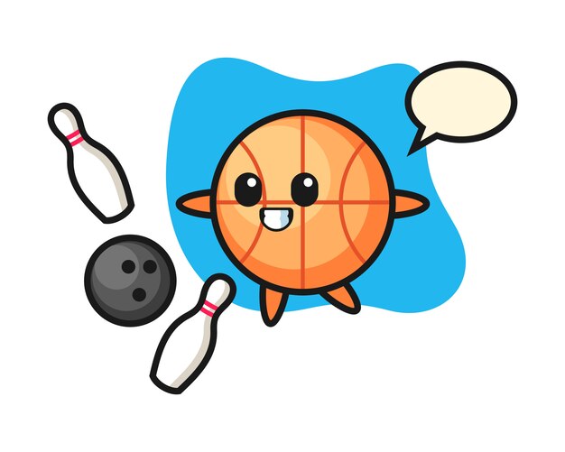 Dibujos animados de baloncesto está jugando bolos