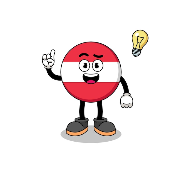 Dibujos animados de la bandera de austria con un diseño de personaje de pose de idea