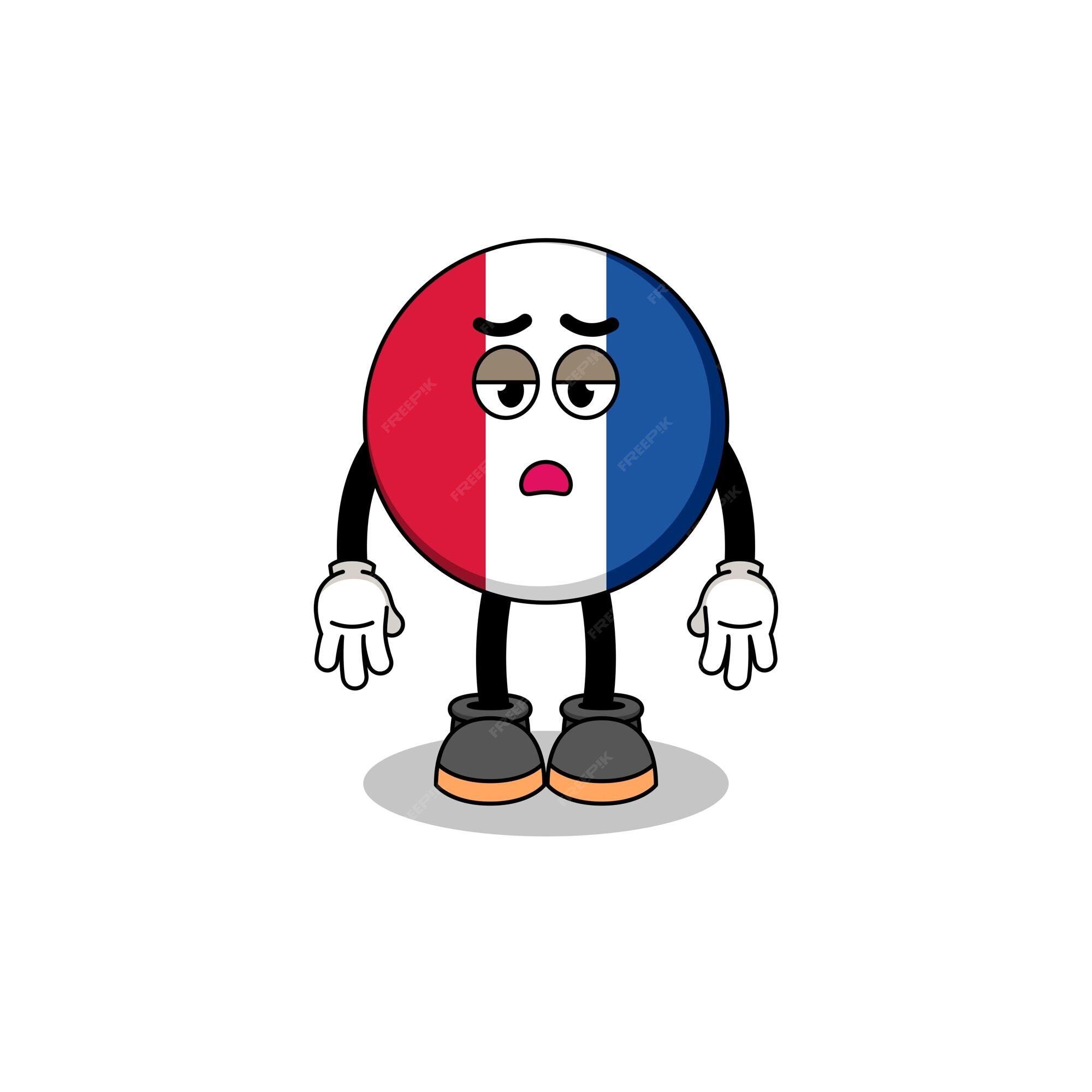 Dibujos animados de la bandera de francia con diseño de personajes de gesto de fatiga | Vector Premium Dibujos animados de la bandera de francia con diseño de personajes de gesto de fatiga | Vector Premium