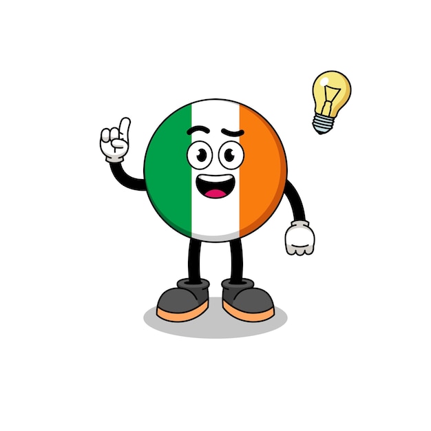 Dibujos animados de la bandera de irlanda con un diseño de personaje de pose de idea