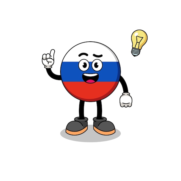 Dibujos animados de la bandera de rusia con un diseño de personaje de pose de idea