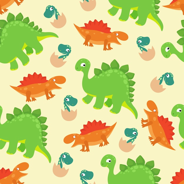 Dibujos animados bebé dinosaurio vector de patrones sin fisuras para el diseño de moda niña