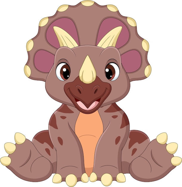 Dibujos animados bebé triceratops dinosaurio sentado