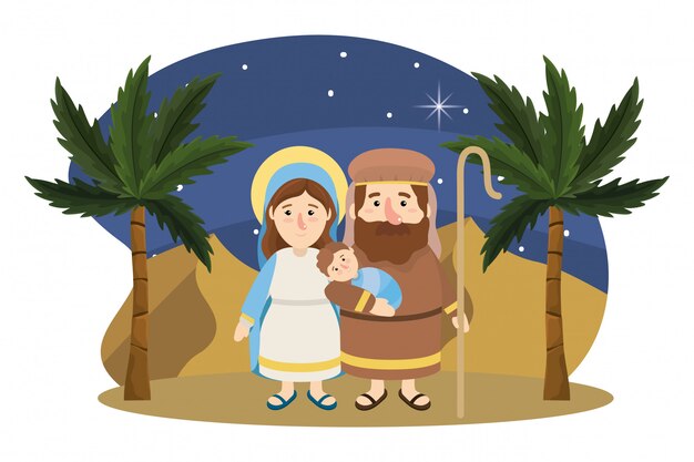 Dibujos animados de belén navideño