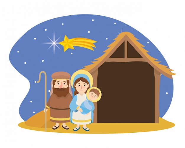 Dibujos animados de belén navideño