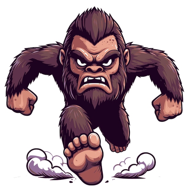 dibujos animados de Bigfoot en fondo blanco