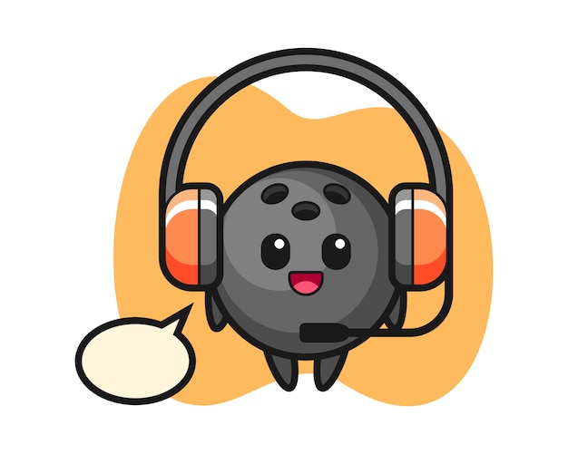 Dibujos animados de bola de boliche como servicio al cliente