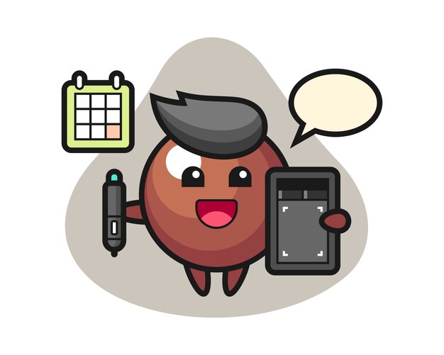 Dibujos animados de bolas de chocolate como diseñador gráfico