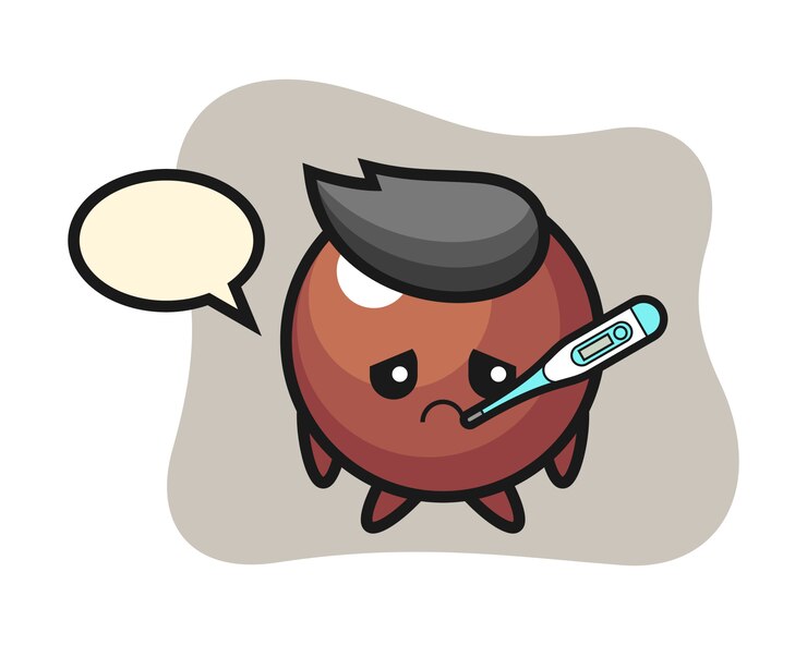 Vector dibujos animados de bolas de chocolate con fiebre