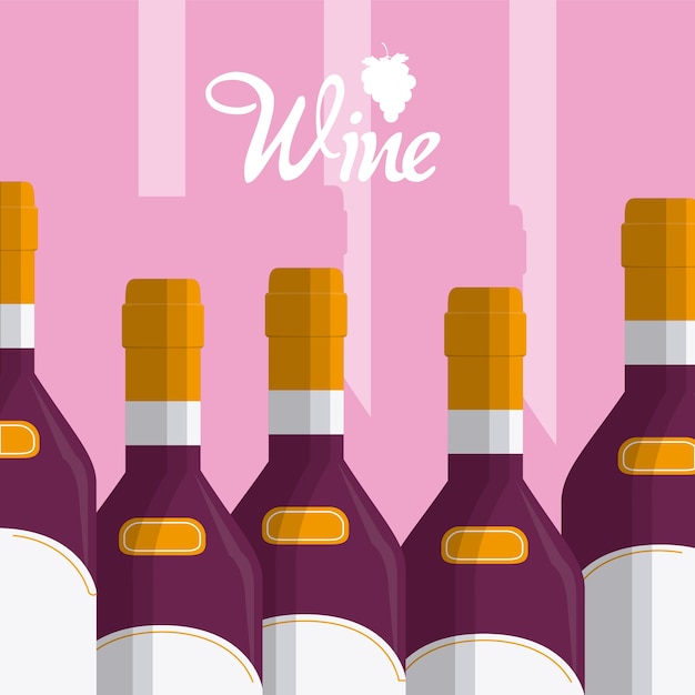 Dibujos animados de botellas de vino ilustración vectorial diseño gráfico