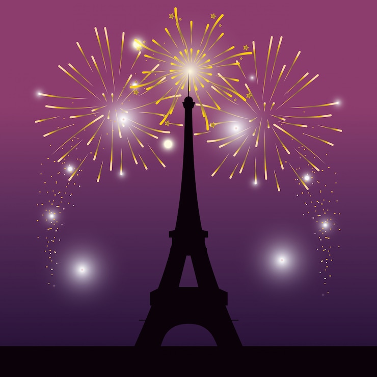 Vector dibujos animados brillantes fuegos artificiales