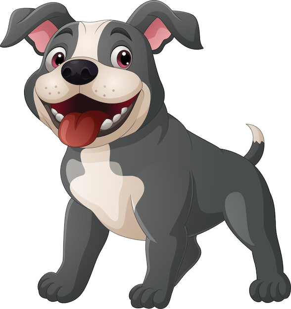 Dibujos animados de bulldogs felices aislados sobre un fondo blanco