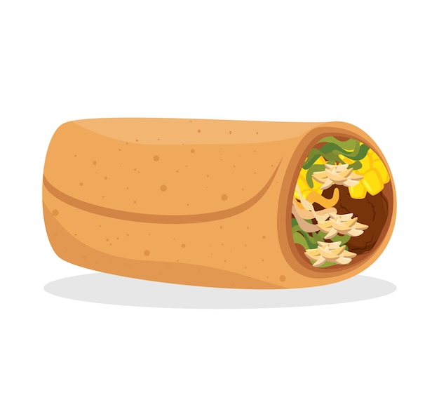 Dibujos animados burrito food mexico diseño aislado