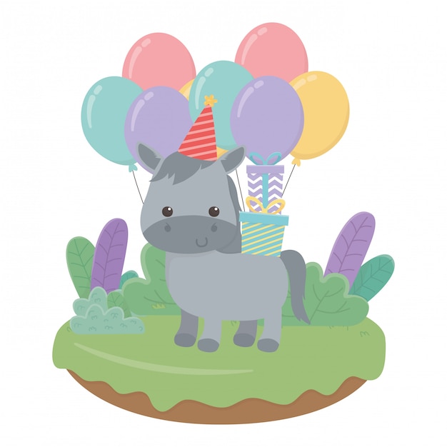 Dibujos animados de burro con feliz cumpleaños