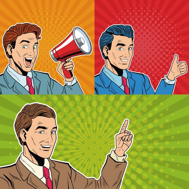 Dibujos animados de Businessmens pop art
