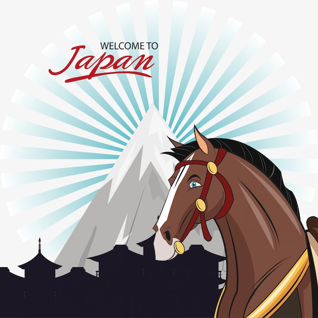 Dibujos animados de caballo del diseño de japón