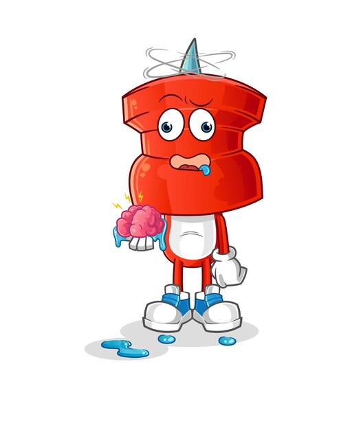 Dibujos animados de cabeza de alfiler sin personaje de dibujos animados de vector de cerebro