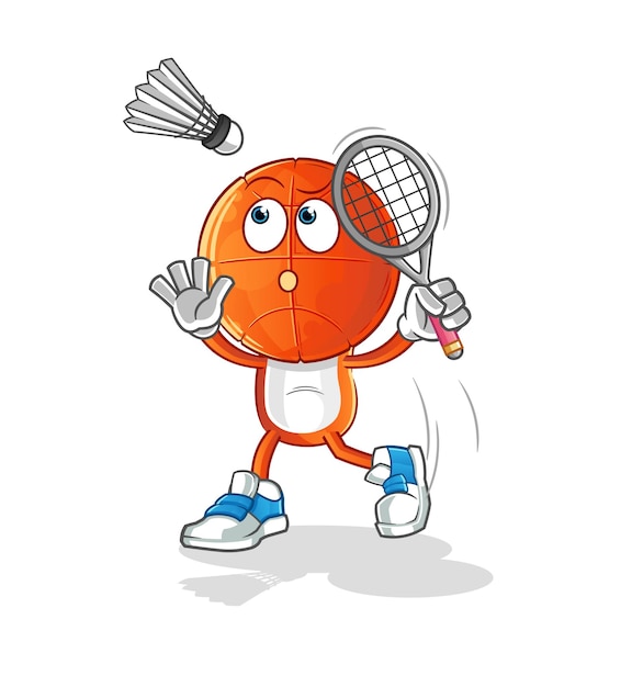 Dibujos animados de cabeza de baloncesto aplastan en el vector de mascota de dibujos animados de bádminton