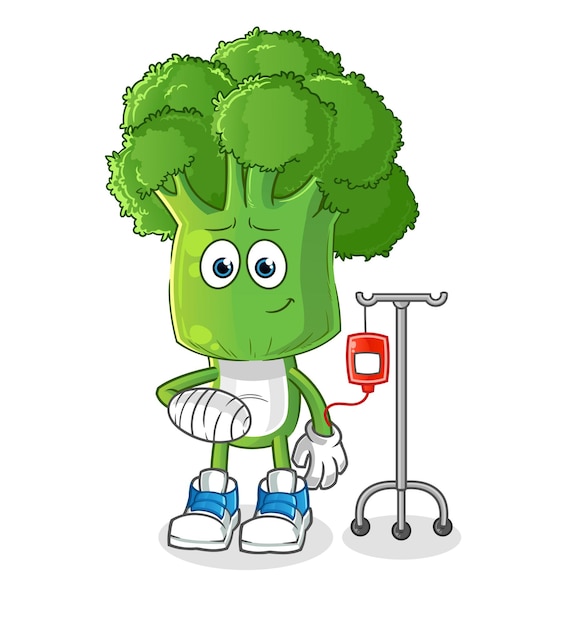 Dibujos animados de cabeza de brócoli enfermos en ilustración IV. vector de caracteres