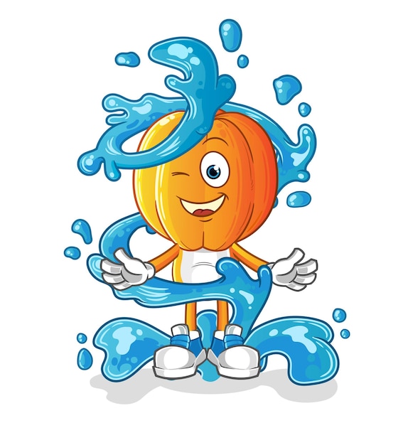 Dibujos animados de cabeza de carambola fresca con vector de dibujos animados de mascota de agua