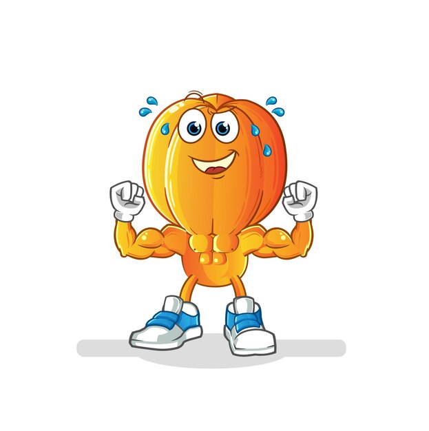 Dibujos animados de cabeza de carambola muscular. vector de mascota de dibujos animados