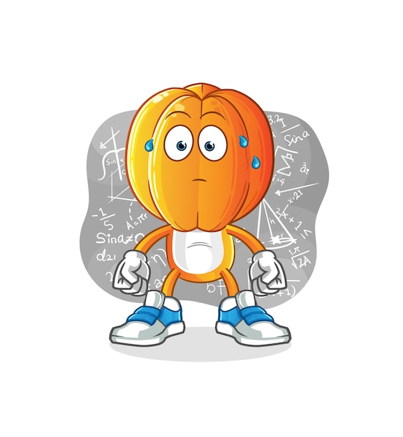Dibujos animados de cabeza de carambola pensando duro personaje de dibujos animados de vector