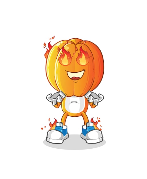Dibujos animados de cabeza de carambola en vector de dibujos animados de mascota de fuego
