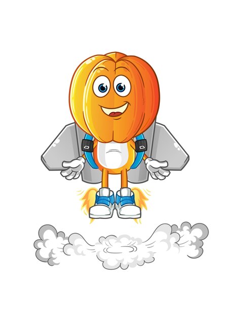 Dibujos animados de cabeza de carambola con vector de dibujos animados de mascota jetpack