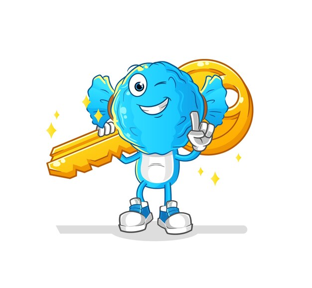 dibujos animados de cabeza de caramelo llevan la mascota de la llave. vector de dibujos animados