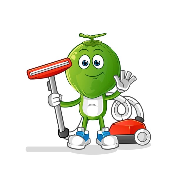 Dibujos animados de cabeza de coco verde limpio con un vector de caracteres de vacío