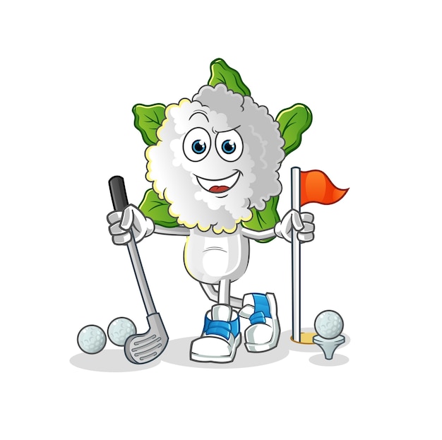 dibujos animados de cabeza de coliflor jugando al golf personaje de dibujos anim