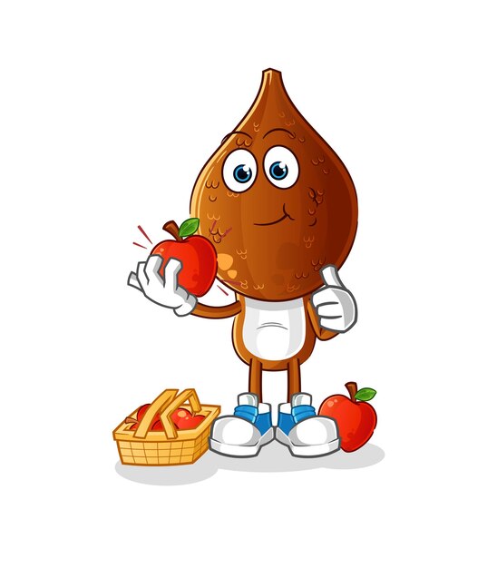 Dibujos animados de cabeza de fruta de serpiente comiendo una ilustración de manzana. vector de caracteres