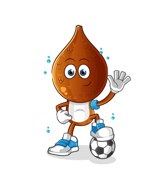 Dibujos animados de cabeza de fruta de serpiente jugando vector de carácter de ilustración de fútbol