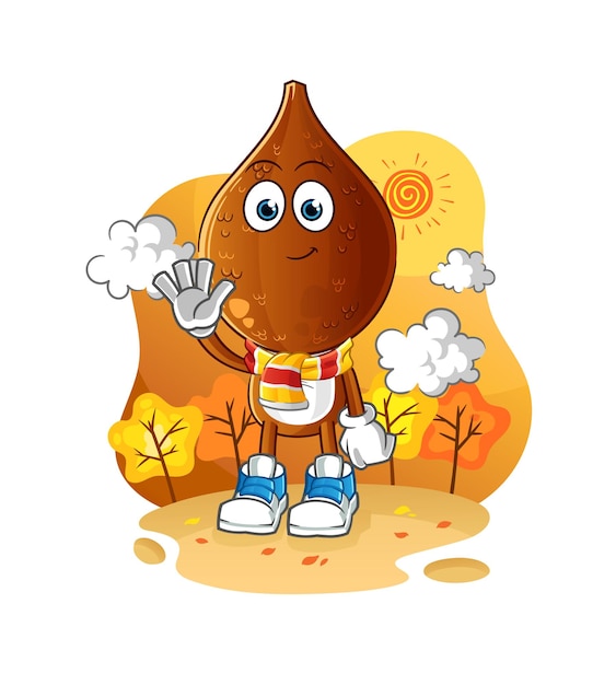 dibujos animados de cabeza de fruta de serpiente en el otoño. vector de mascota de dibujos animados