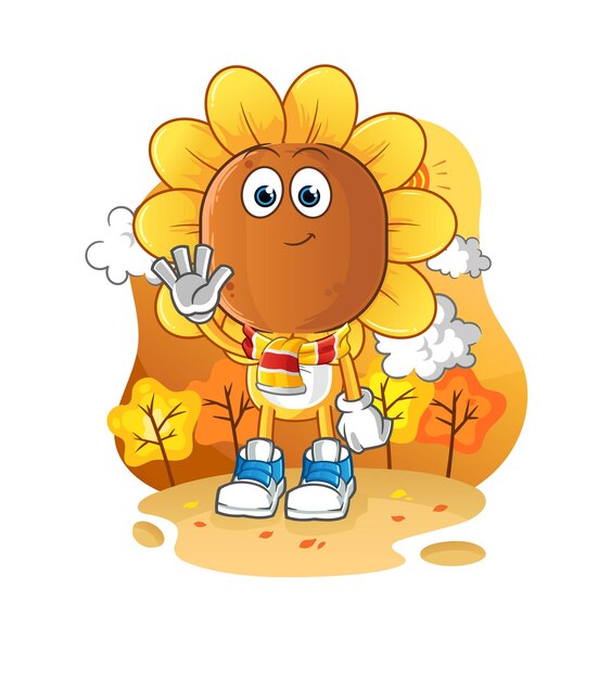 dibujos animados de cabeza de girasol en el vector de mascota de dibujos animados de otoño