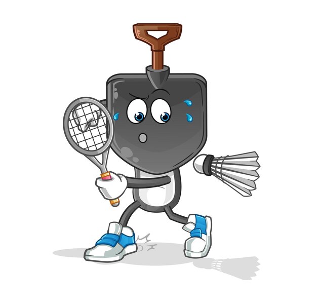 Dibujos animados de cabeza de pala jugando ilustración de bádminton. vector de caracteres