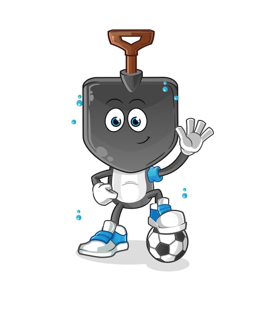 Dibujos animados de cabeza de pala jugando ilustración de fútbol. vector de caracteres