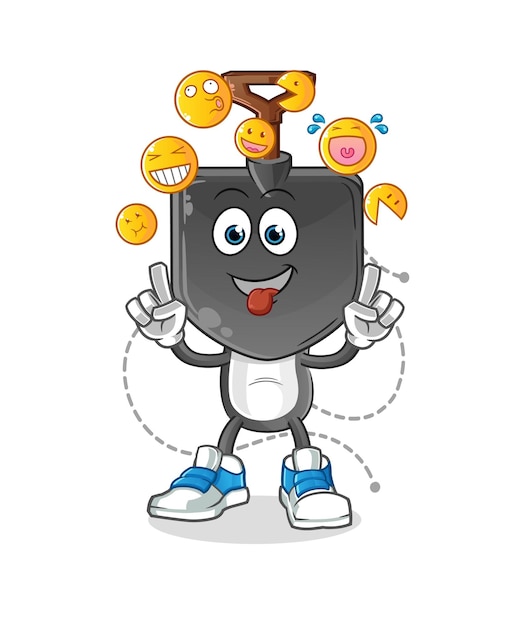Dibujos animados de cabeza de pala risa y vector de dibujos animados de personaje simulado