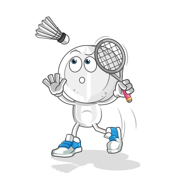 Dibujos animados de cabeza de tableta de medicina aplastan en el vector de mascota de dibujos animados de bádminton