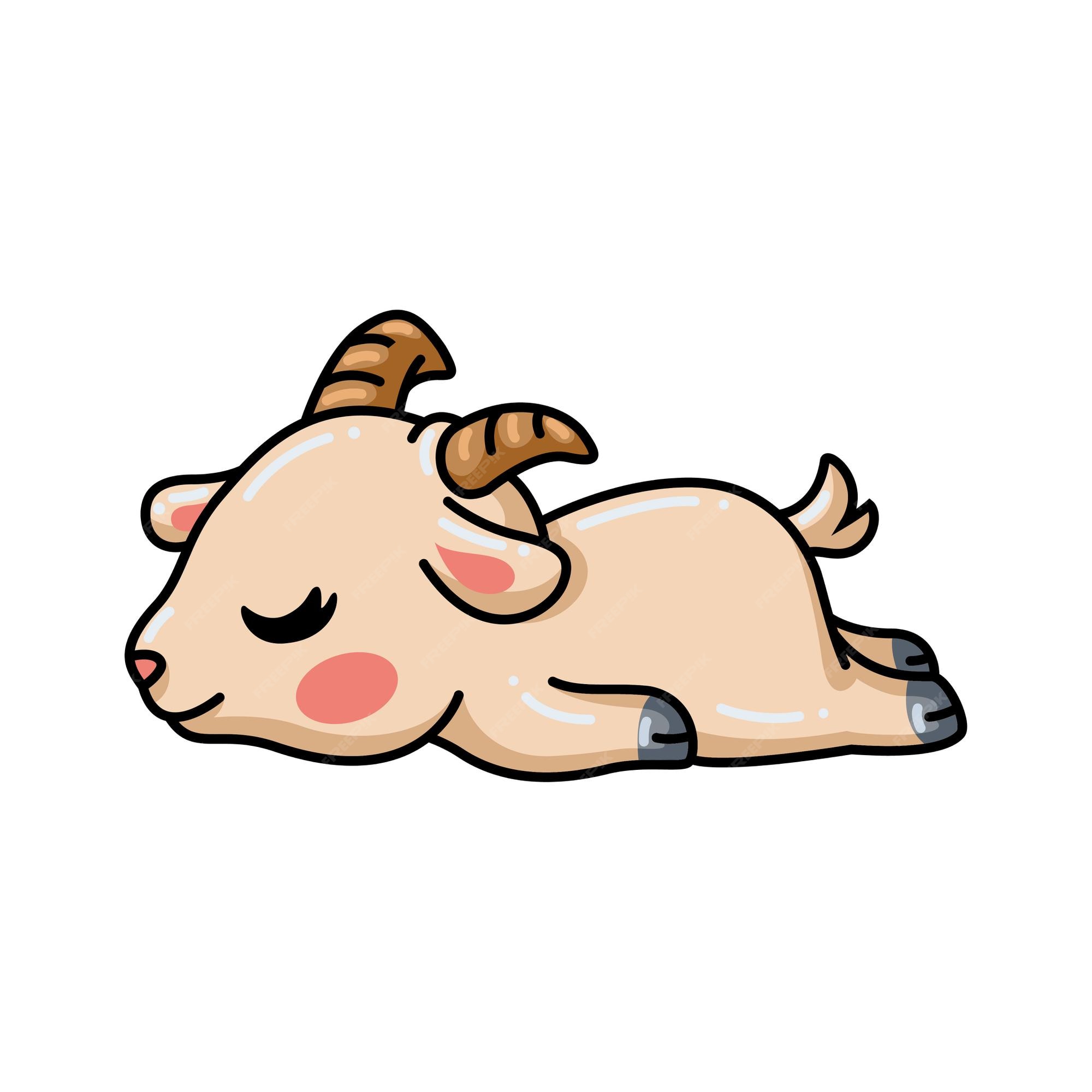 Dibujos animados de cabra lindo bebé durmiendo | Vector Premium